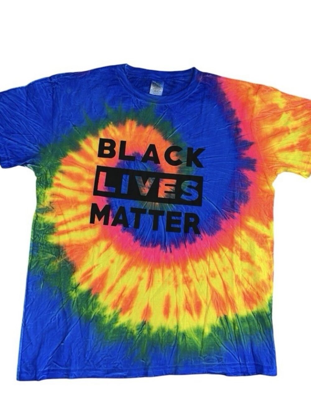 Black Lives Matter Hoodie & T Shirt Adult Size L Tye Dye Rainbow 100% Cotton